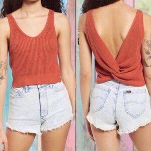 Lulu’s Orange Knit Twist Back Tank NWT